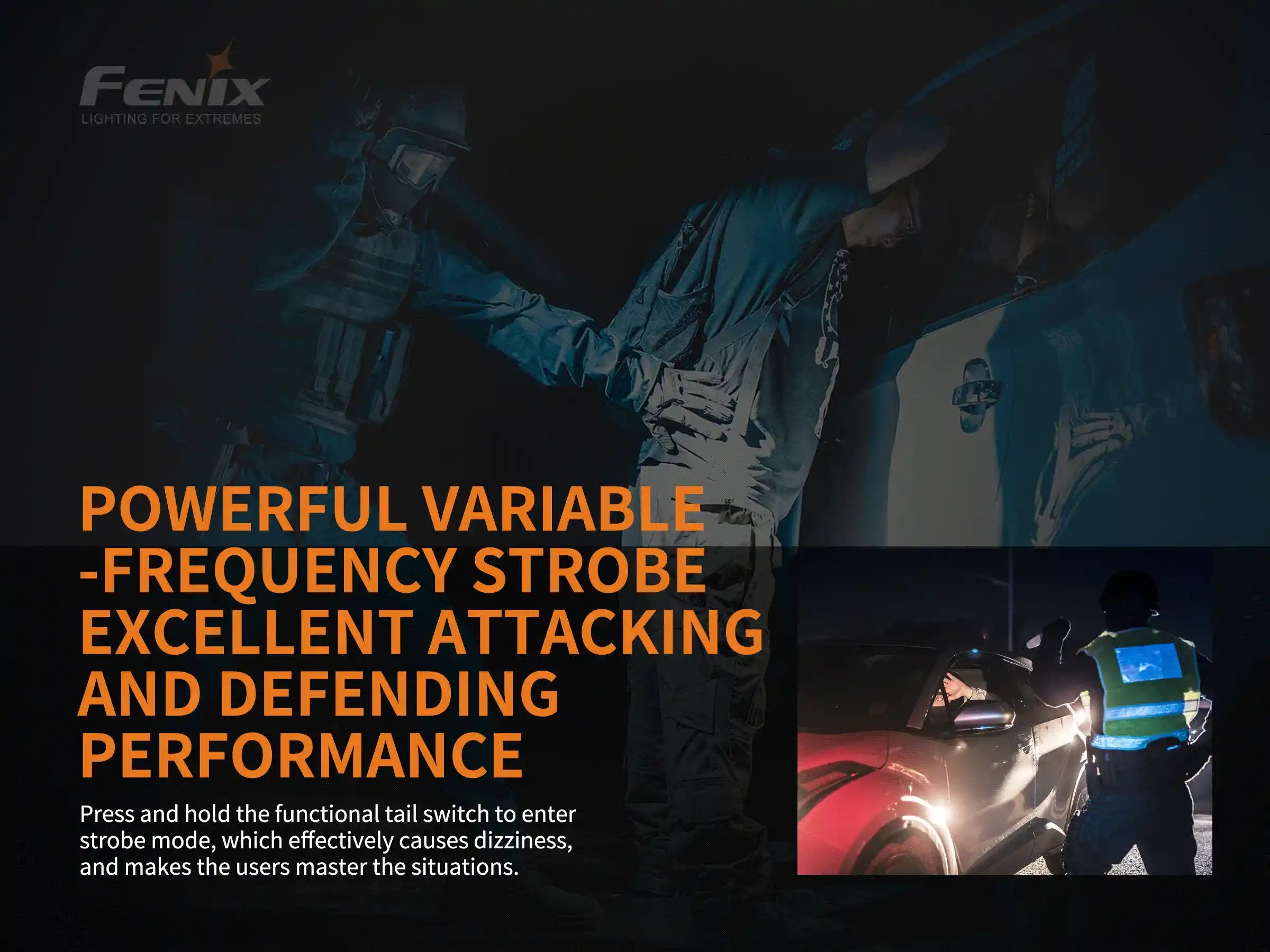 Fenix TK26R Tactical LED Flashlight emitting 1500 lumens, showcasing its sleek design and powerful beam.