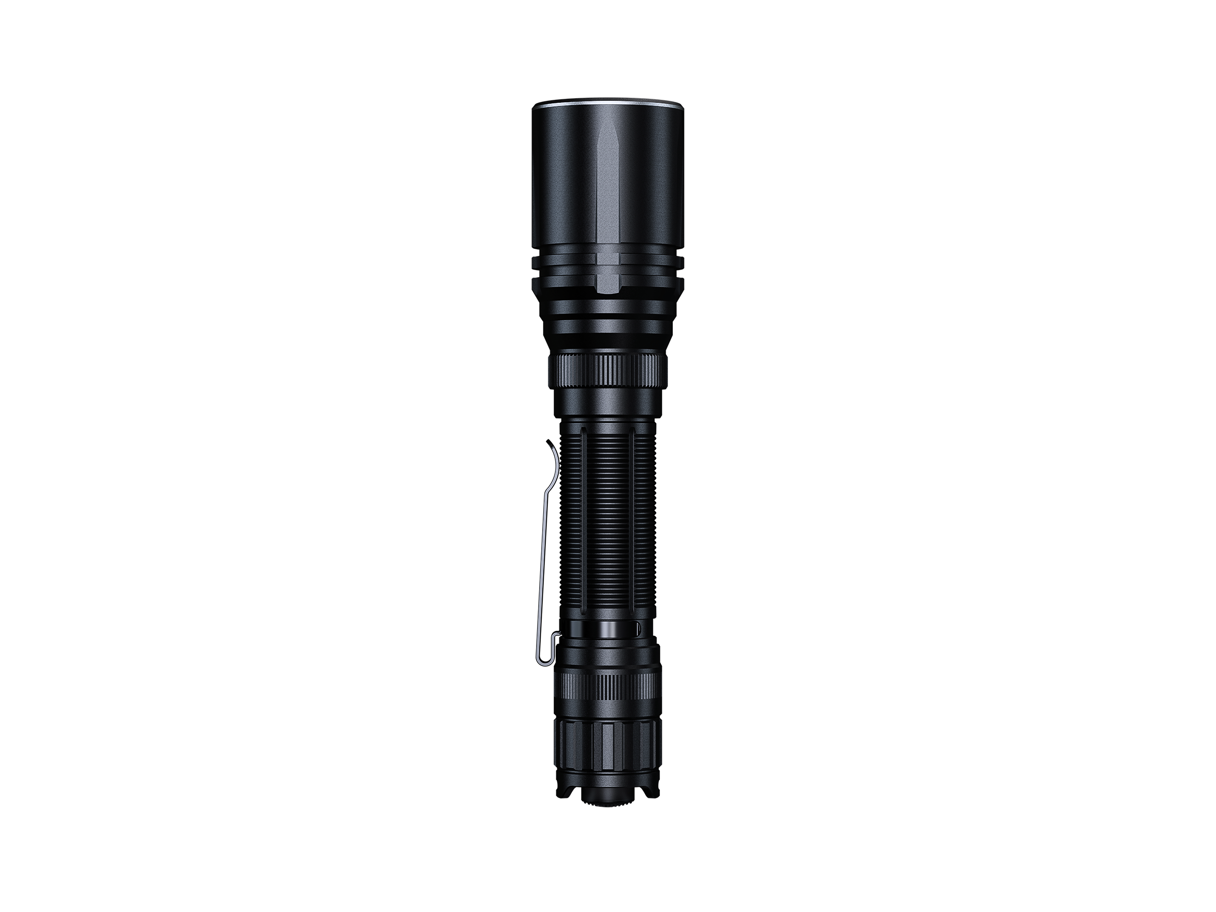 Fenix TK30R tactical flashlight with white laser, showcasing its sleek design and rechargeable feature.