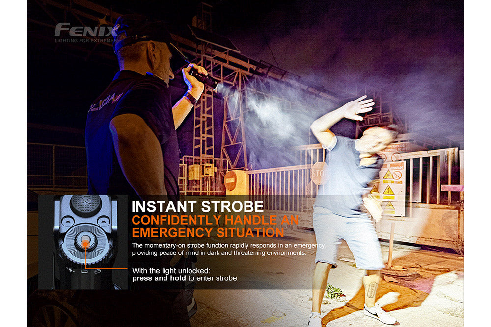 Fenix TK35UE V2.0 tactical flashlight with a sleek design and bright 5000 lumens illumination for outdoor use.