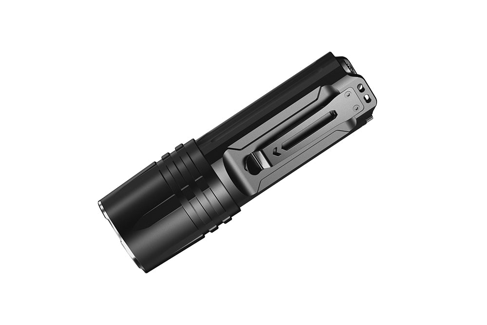 Fenix TK35UE V2.0 tactical flashlight with a powerful 5000 lumens output, showcasing its robust design and bright beam.