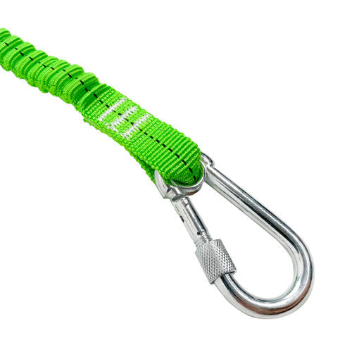 VM Hardware Frontline TLS15 ToolGrip elastic tool tether with steel turn lock carabiner, 15 lbs work safety harness accessory