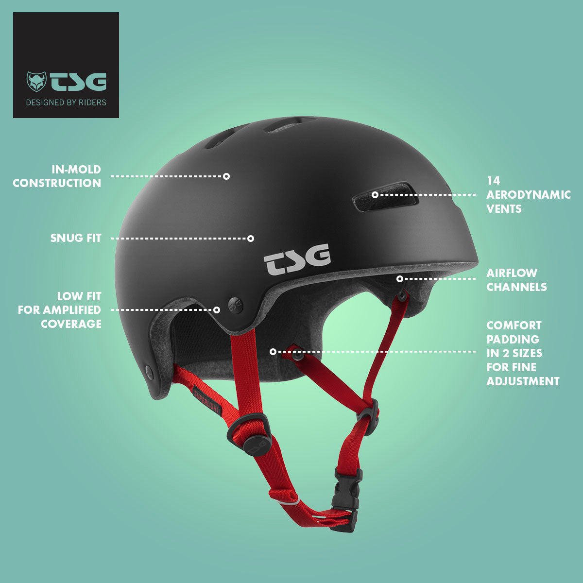 Lightweight TSG Superlight helmet by ZEITBIKE, showing the sleek design and ventilation features of the helmet from the front.