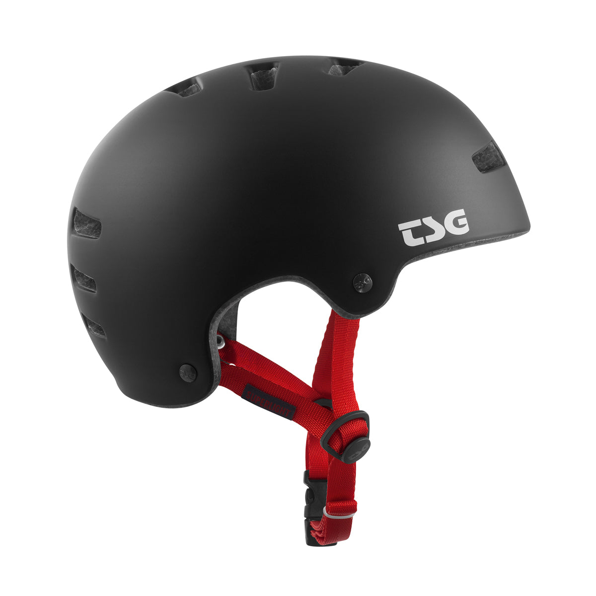 ZEITBIKE TSG Superlight helmet in satin black, featuring a sleek aerodynamic design and adjustable straps.