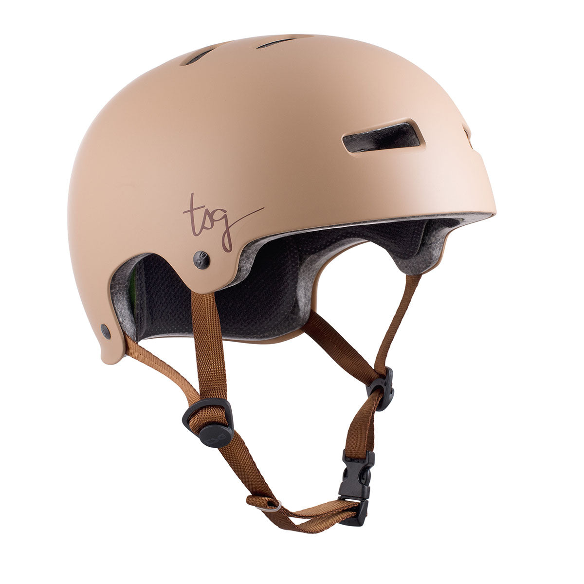 ZEITBIKE TSG Evolution Women's Helmet in Desert Dust with sleek design and adjustable straps, shown from the front angle.