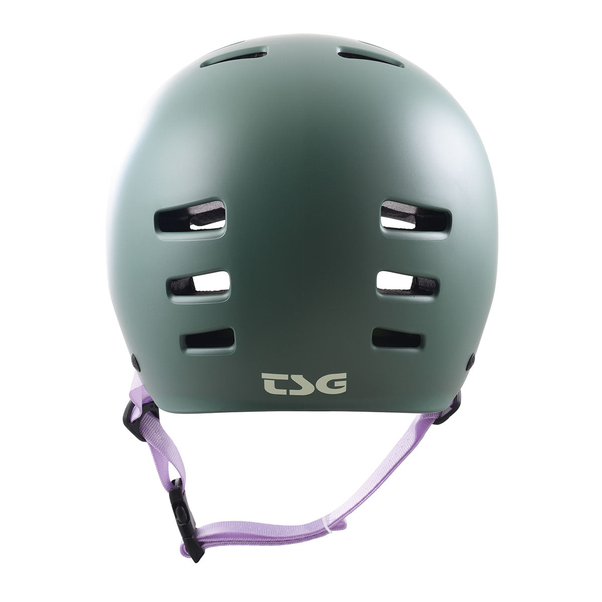Green TSG Evolution Women's helmet by ZEITBIKE with adjustable straps and ventilation vents, shown from a side angle.