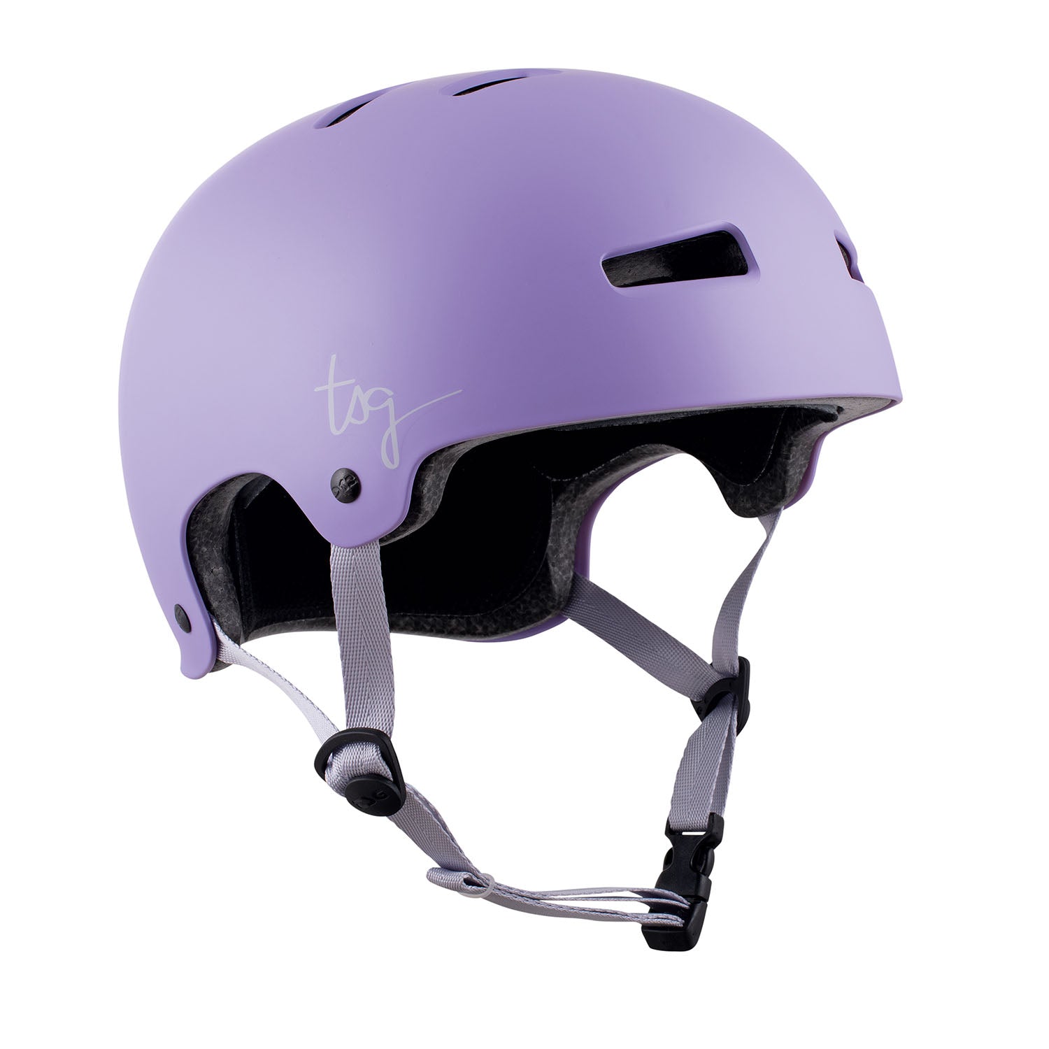 Purple TSG Evolution women’s helmet by ZEITBIKE, featuring a sleek design with ventilation and adjustable straps.