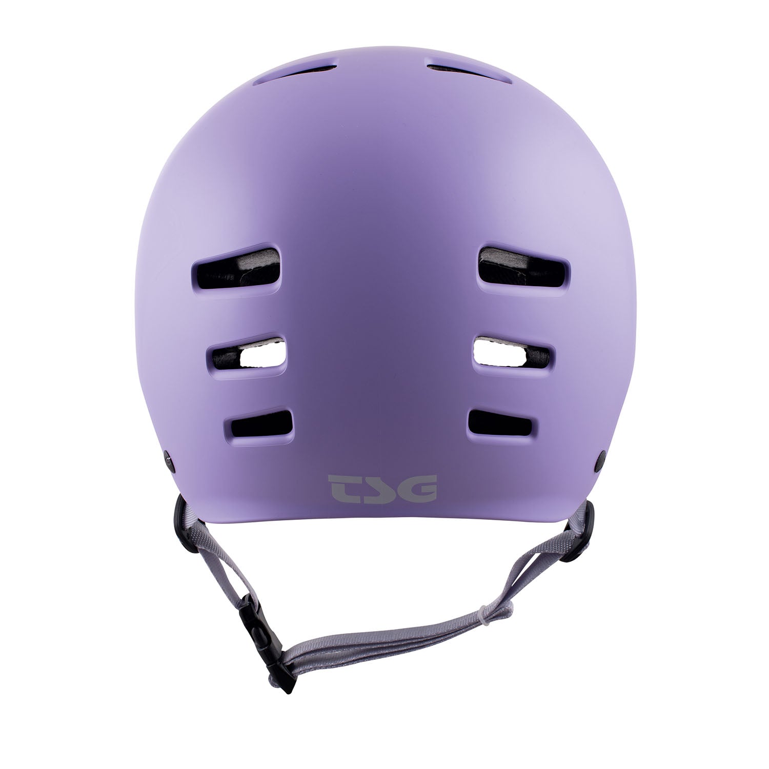 Violet TSG Evolution Wmn helmet by ZEITBIKE with aerodynamic design and adjustable straps, shown from front view.