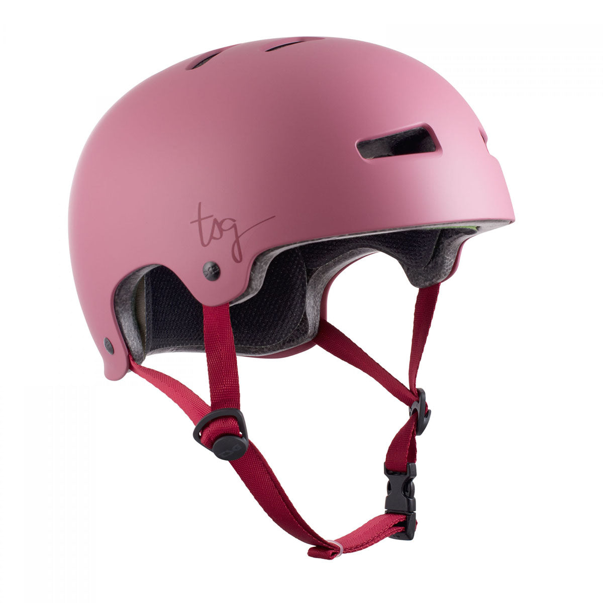 TSG Evolution Wmn helmet by ZEITBIKE, pink and white design, lightweight helmet with adjustable straps and ventilation for women cyclists.