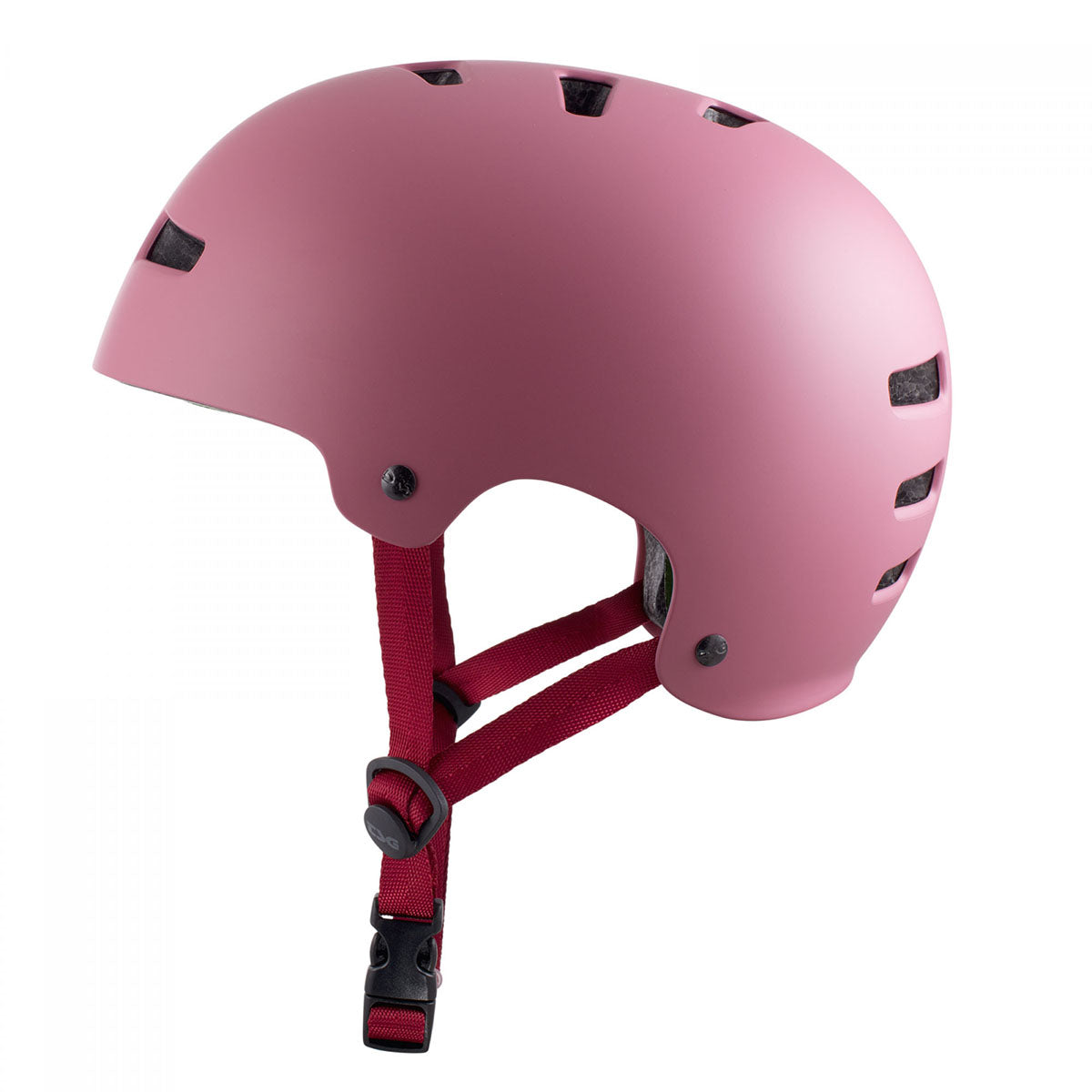 TSG Evolution Women's Helmet in sakura pink with adjustable straps and ventilation for cycling safety and comfort.