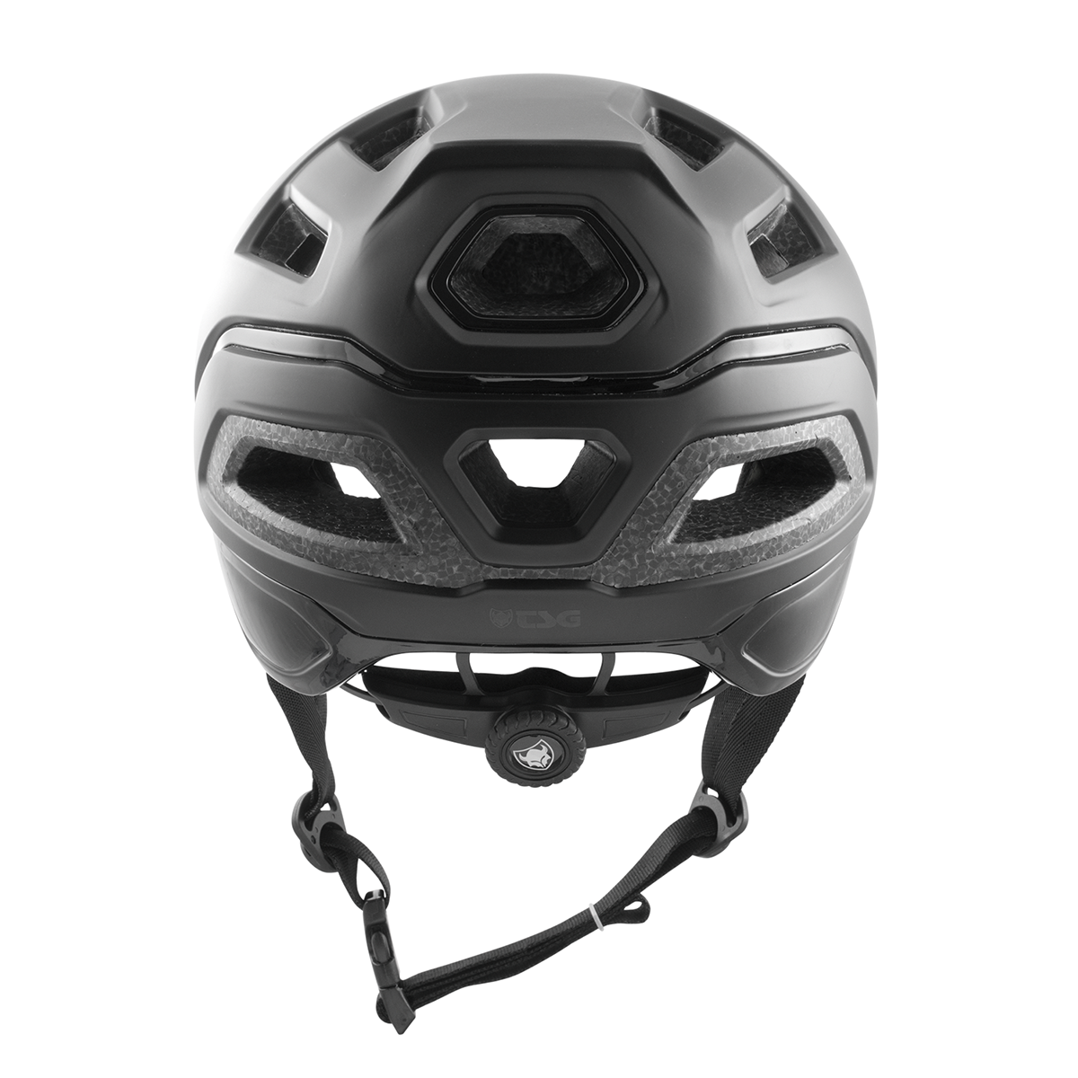 TSG Scope solid black satin helmet with sleek design, featuring smooth black finish, used for biking or motocross safety.