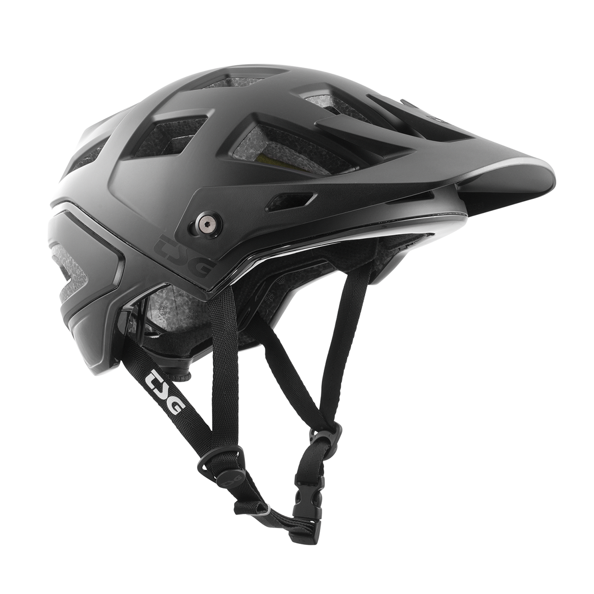 Black satin helmet from ZEITBIKE's TSG Scope series, featuring smooth, solid color design and secure fit for safety.