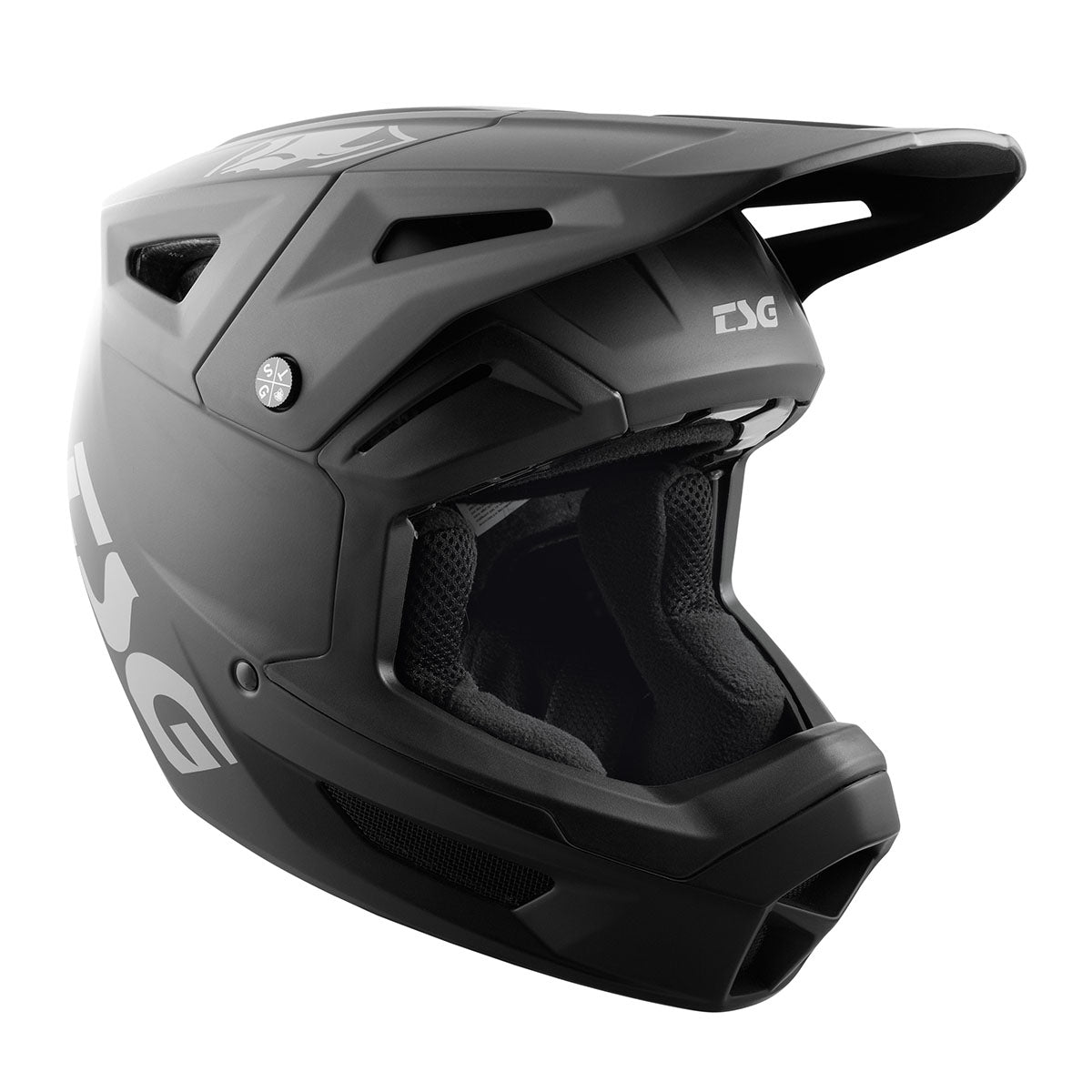 Black TSG Sentinel full face downhill MTB helmet by ZEITBIKE with safety vents and adjustable strap, designed for mountain biking.