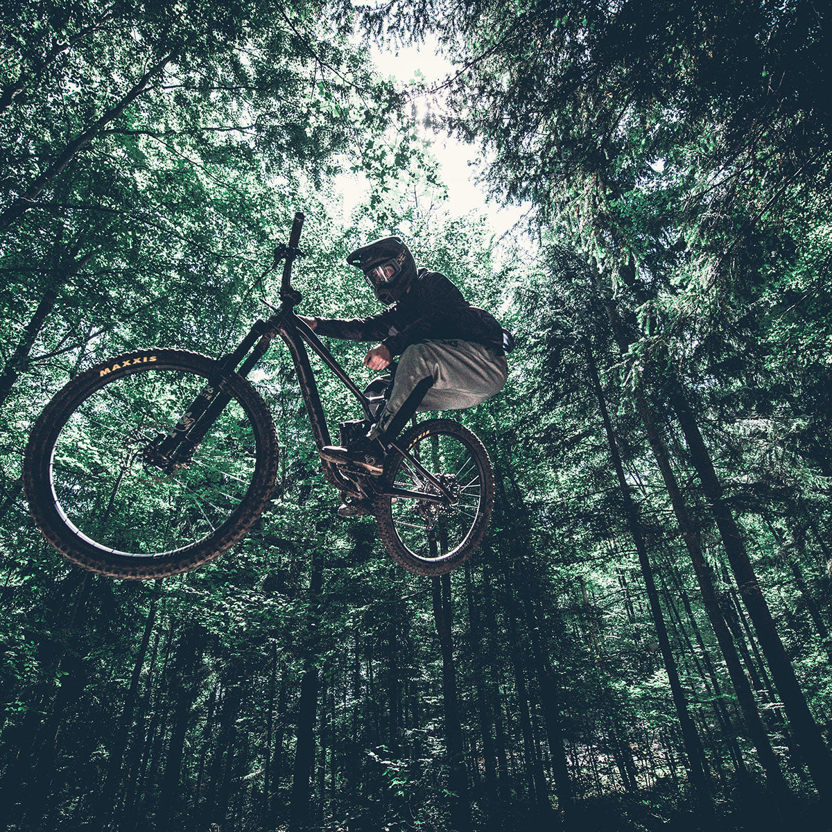 ZeITBIKE TSG Sentinel downhill MTB full face helmet in black, showing front view with chin guard and ventilation openings.