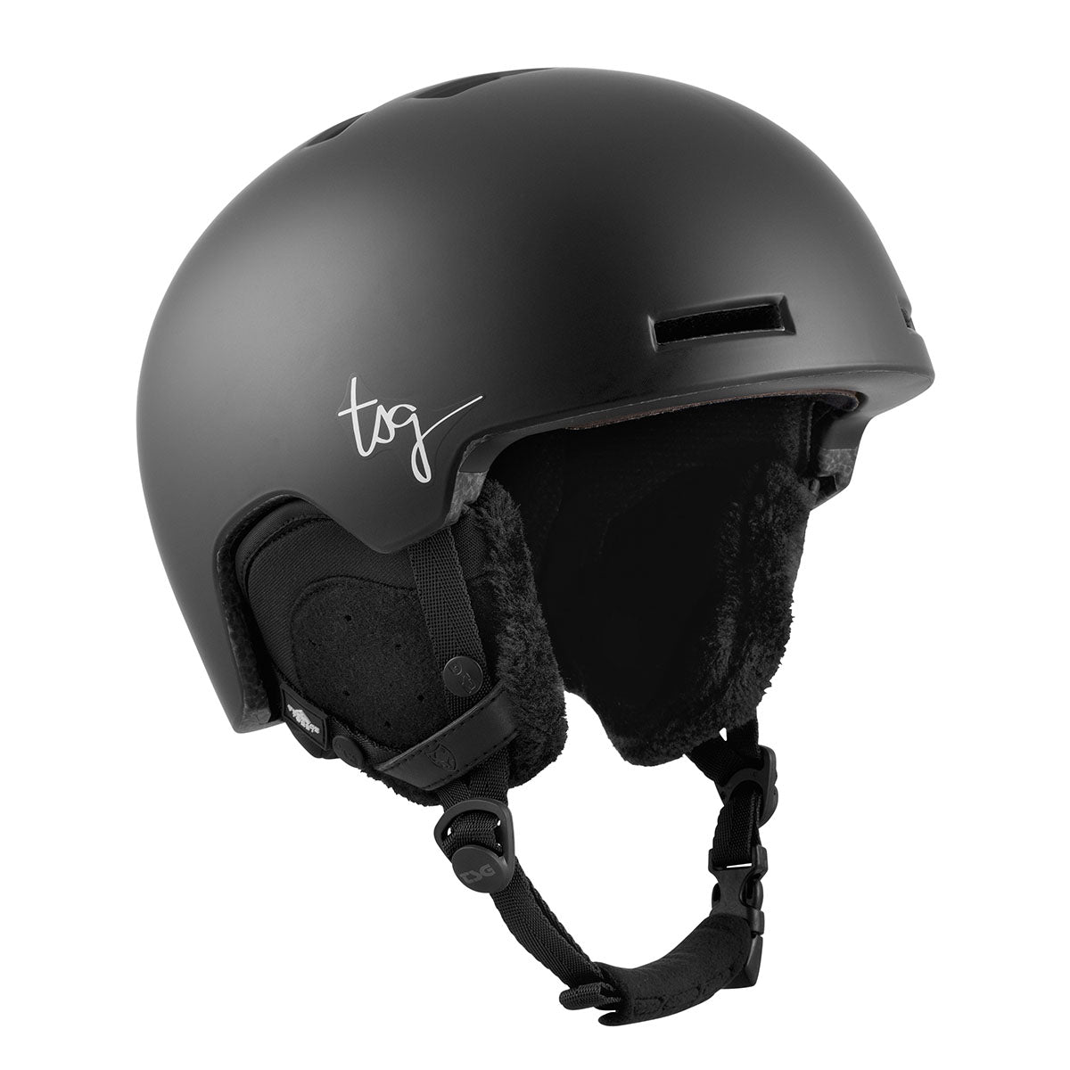 Black TSG Vertice women's ski and snowboard helmet by ZEITBIKE with adjustable straps and ventilation for winter sports.