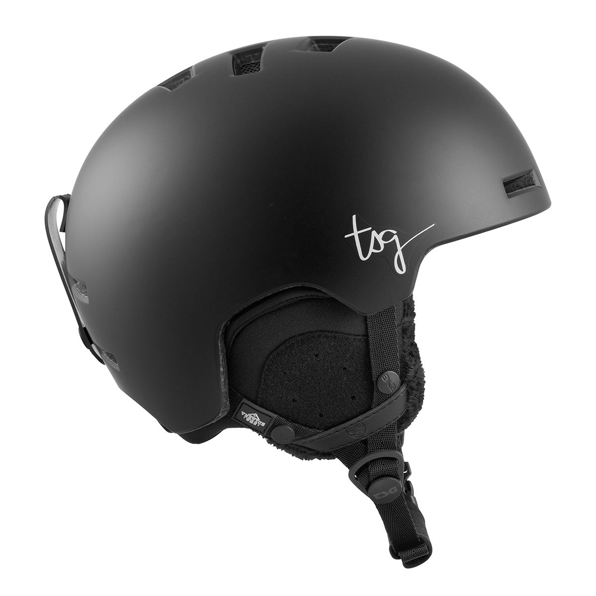 Black TSG Vertice women's ski and snowboard helmet by ZEITBIKE with adjustable straps and ventilation for winter sports safety.