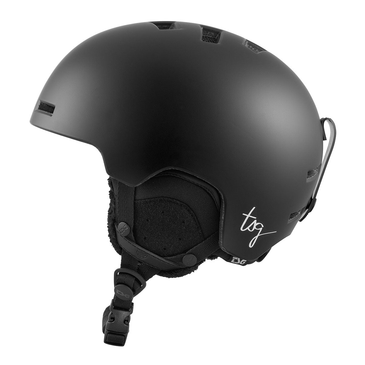 Black TSG Vertice women's ski and snowboard helmet by ZEITBIKE, with adjustable straps and ventilation for winter sports.