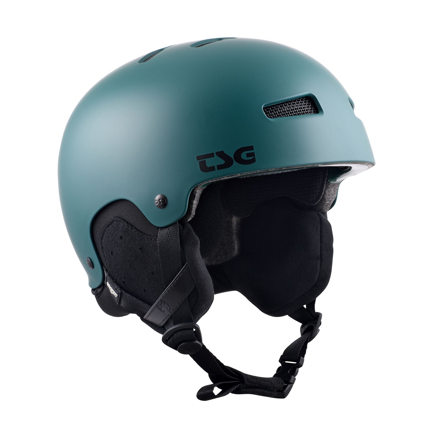 ZEITBIKE TSG Gravity ski and snowboard helmet in forest green with adjustable straps and ventilation for winter sports safety.