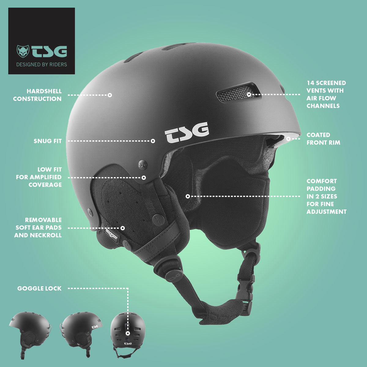ZEITBIKE TSG Gravity ski and snowboard helmet in black with adjustable straps and ventilation, designed for safety and comfort.