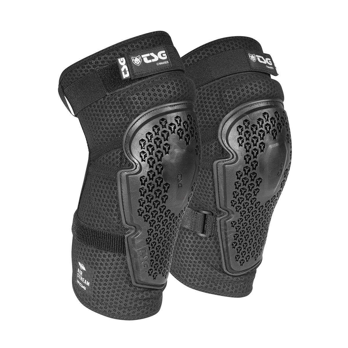 Black TSG Chamber kneeguard protective pad by ZEITBIKE, showing padded knee support with adjustable straps and durable construction.