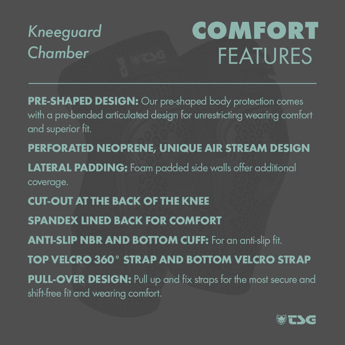 ZEITBIKE TSG Kneeguard Chamber protective pads with X-T Comfort design, featuring padded knee protection for cycling safety.
