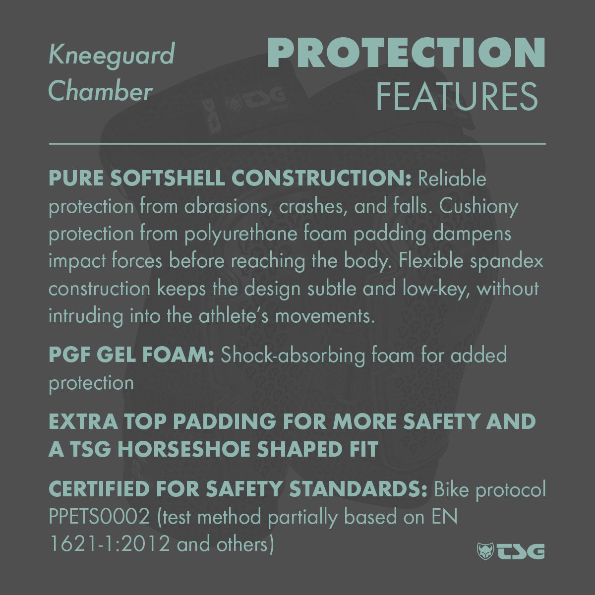 ZEITBIKE TSG Kneeguard Chamber protective pads with durable X-shaped impact protection for knee safety during sports.