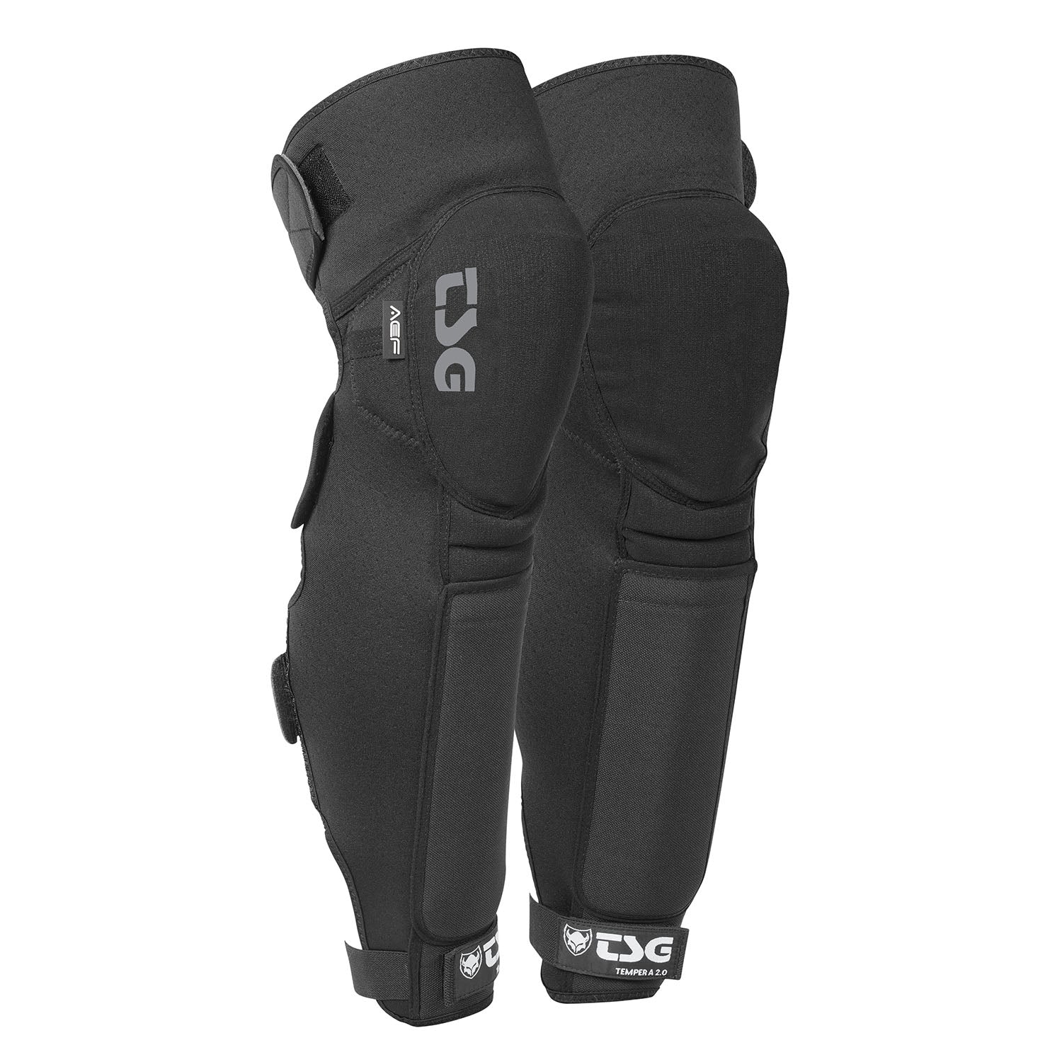 Black TSG Knee-Shinguard Temper A 2.0 protective pads by ZEITBIKE, shown on a plain background.