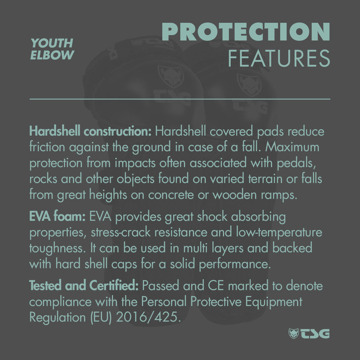 Youth TSG elbow protective pads by ZEITBIKE with padded, adjustable design for safe riding and impact protection.