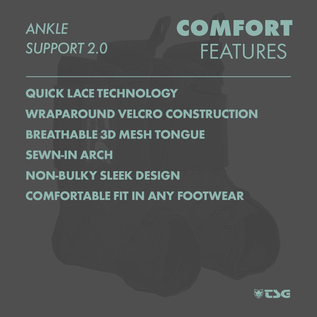 Black TSG Ankle Support 2.0 protective pad by ZEITBIKE, showing adjustable straps and padded design for ankle stability.