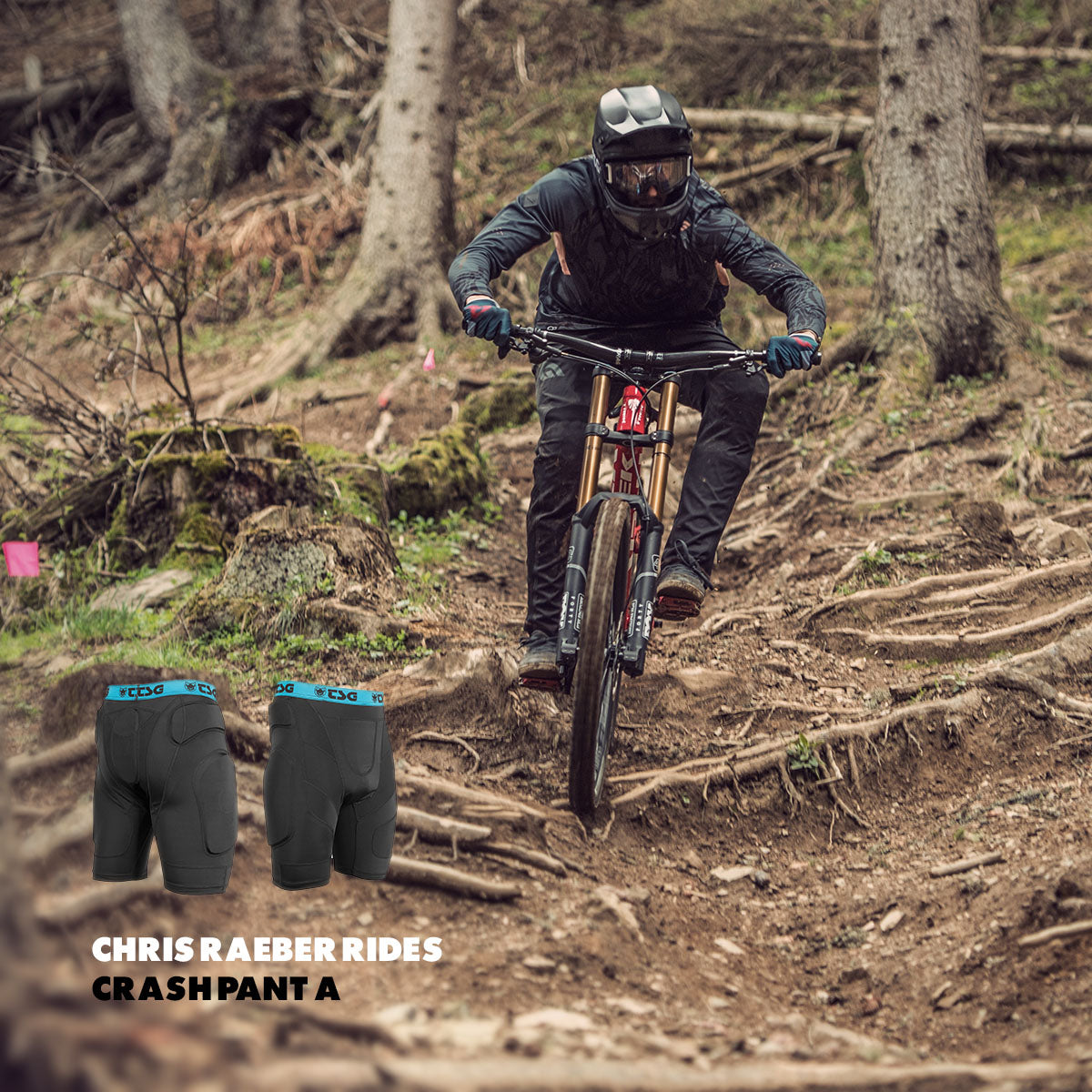 Black TSG Protective Shorts Crash Pant A by ZEITBIKE, featuring padded protective pads for safety during cycling.