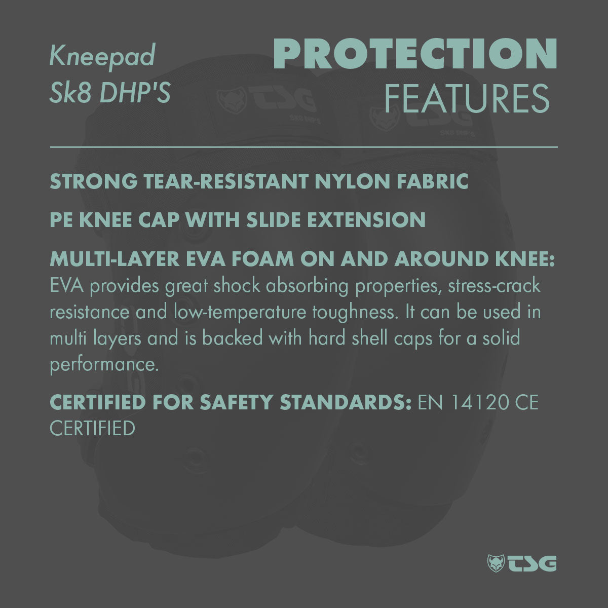 ZEITBIKE TSG Kneepad Sk8 DHP'S skate knee pads with protective padding and adjustable straps for skateboarding safety.