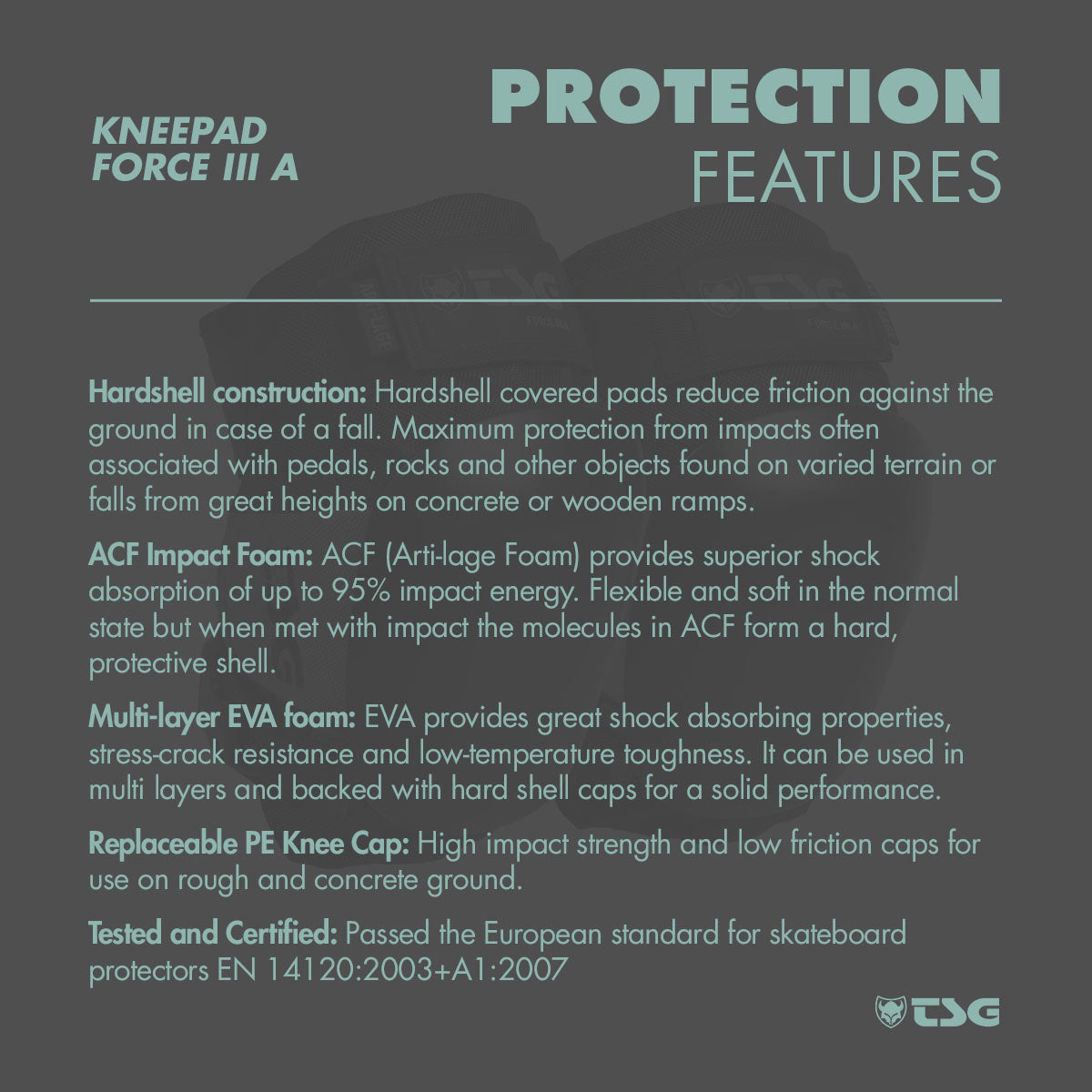 ZEITBIKE TSG Kneepad Force III A skate knee pads with durable protective padding and adjustable straps for secure fit.