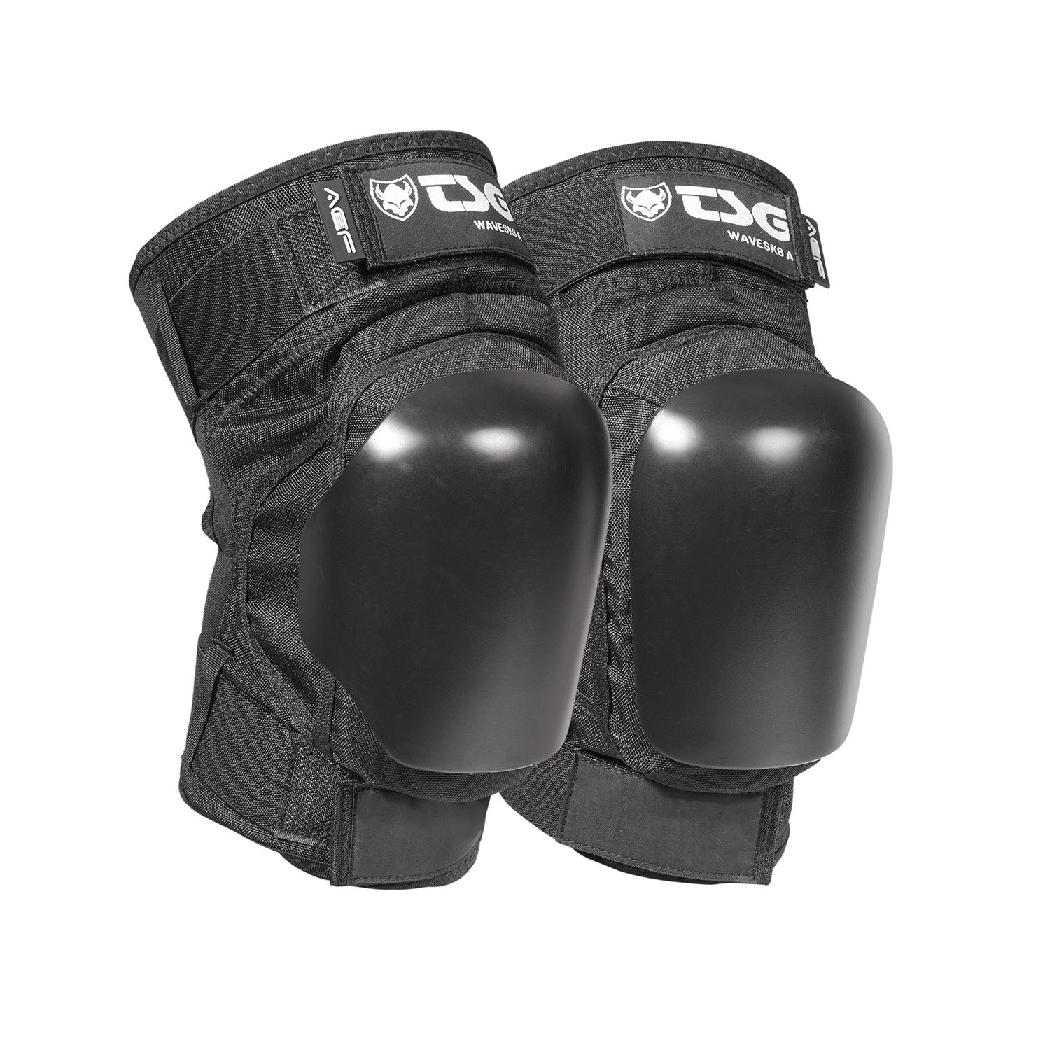 Black TSG Kneepad Wavesk8 A skate knee pads by ZEITBIKE with protective padding for skateboarding safety.