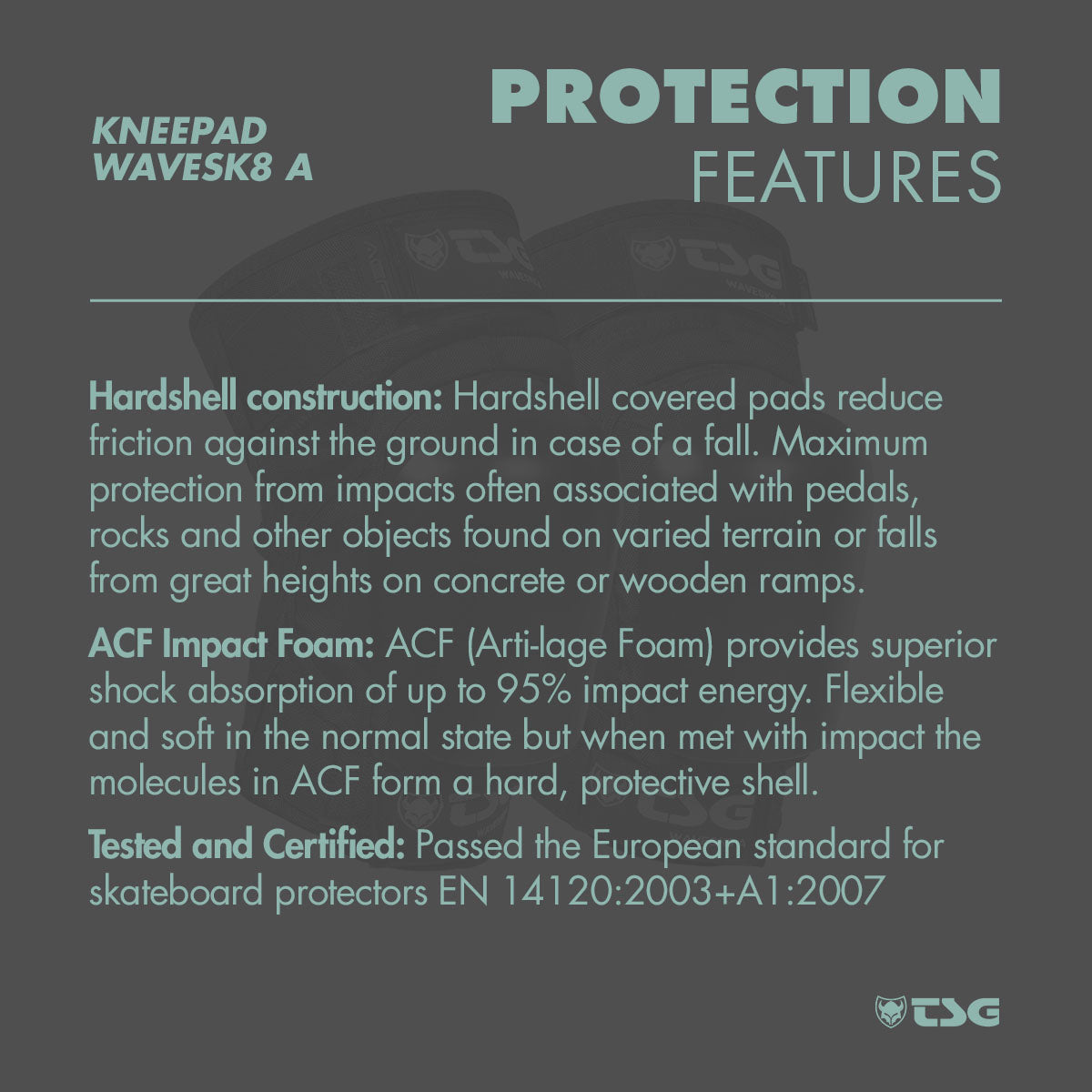 Black TSG Kneepad Wavesk8 A protective skate knee pads by ZEITBIKE with impact-absorbing features and adjustable straps.