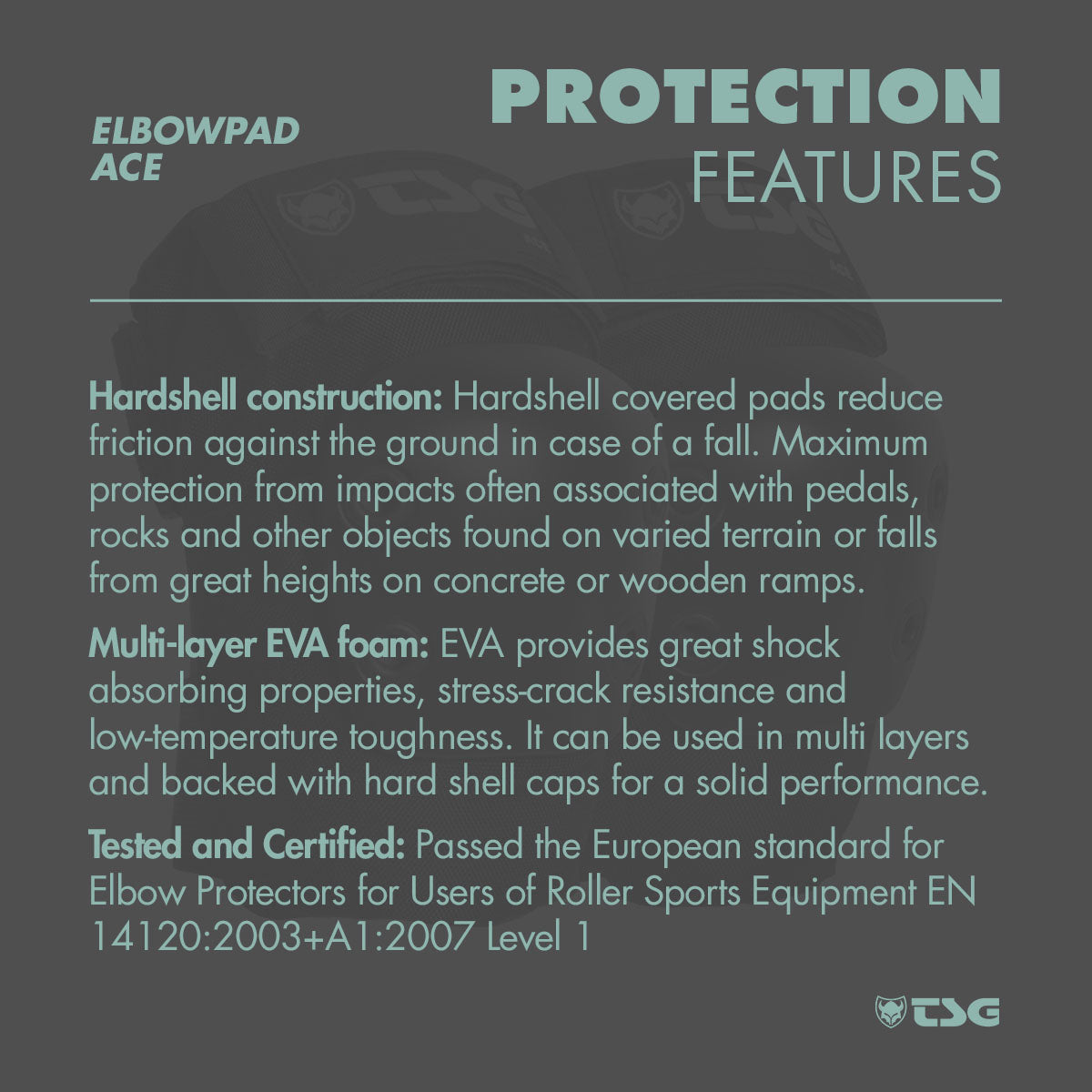 ZEITBIKE TSG Elbowpad Ace protective pads featuring durable padding and adjustable straps for skateboarding safety.