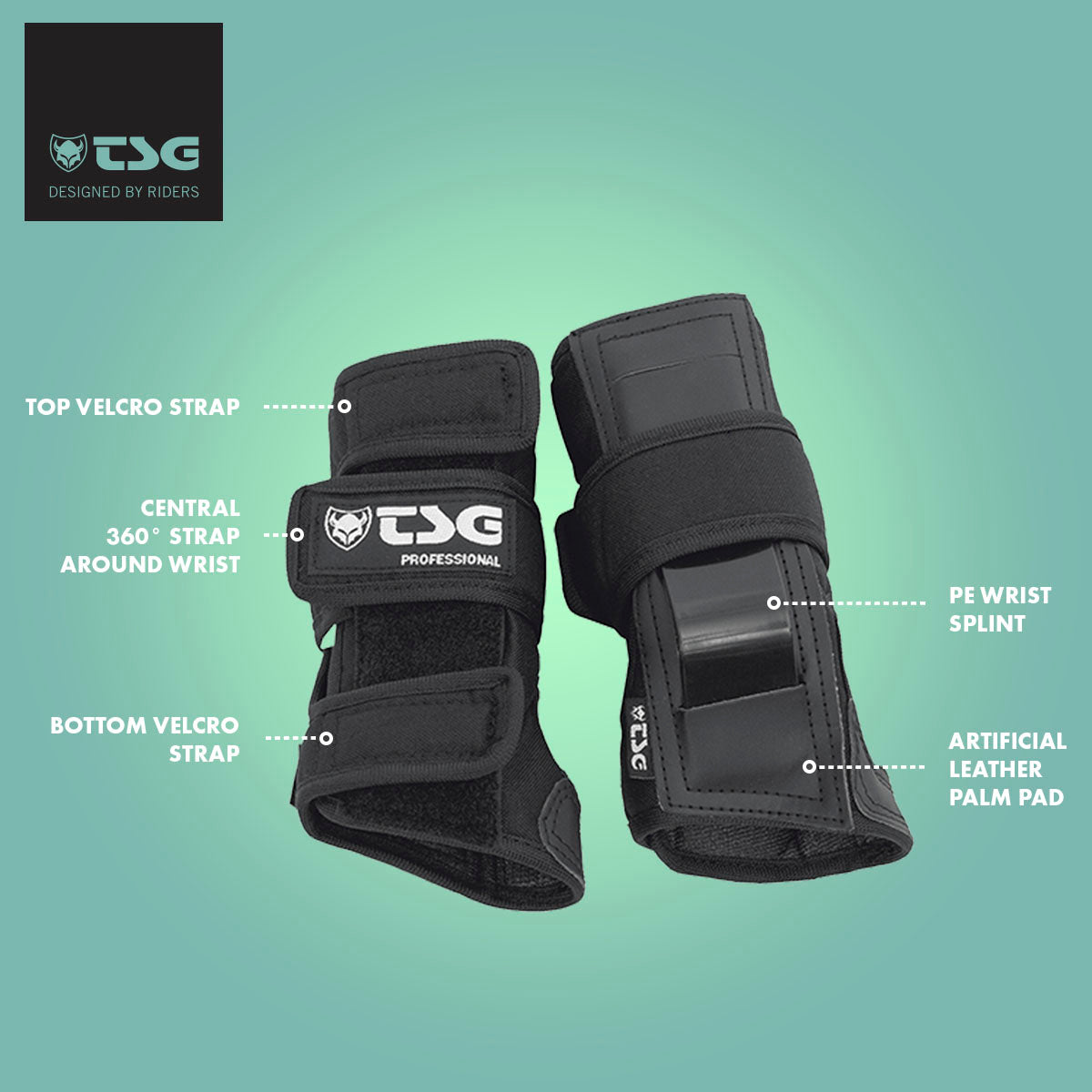 ZEITBIKE TSG Professional wristguard protective pads with adjustable straps and reinforced padding for wrist support.