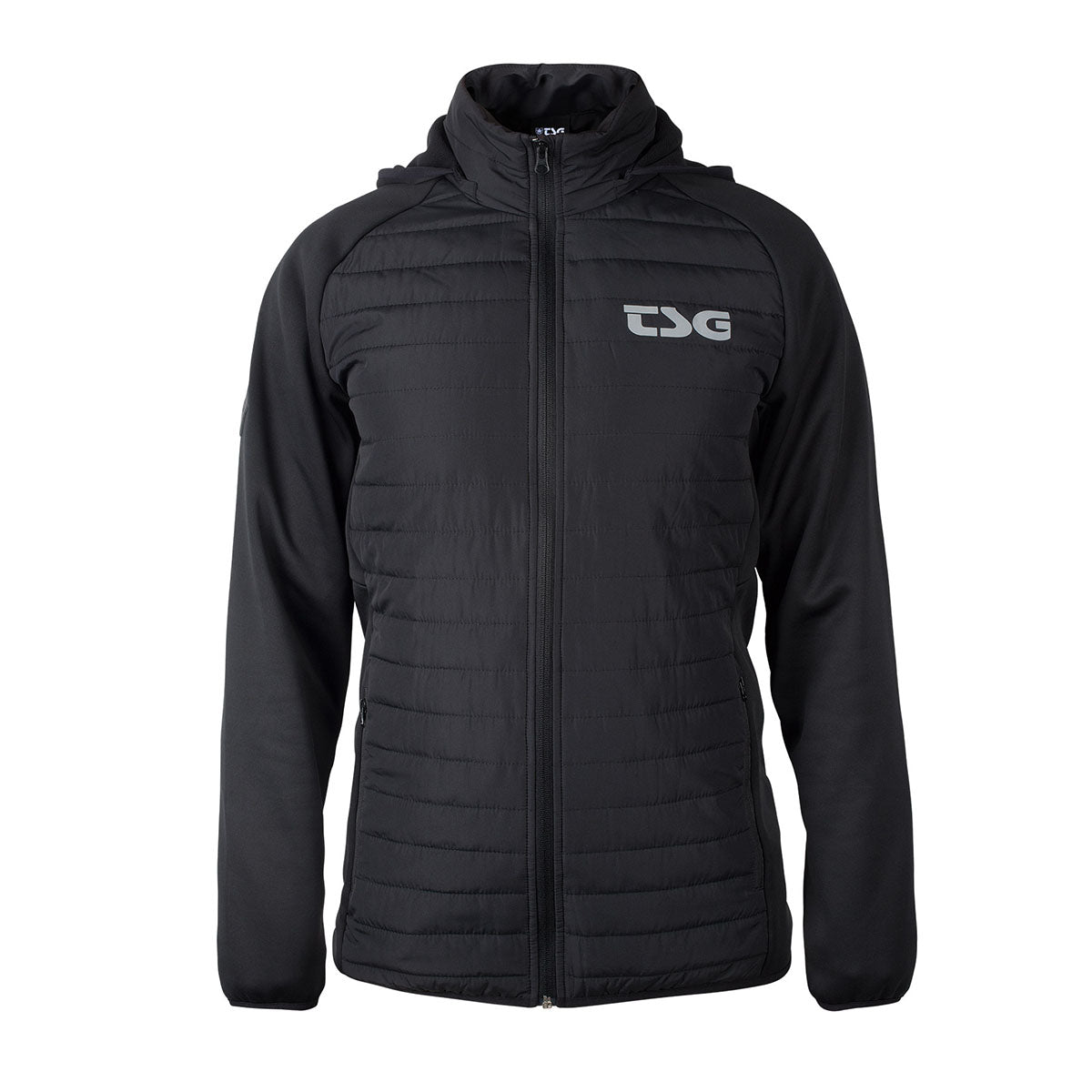 Black TSG Insulation Jacket by ZEITBIKE, lightweight clothing designed for warmth and comfort in outdoor activities.