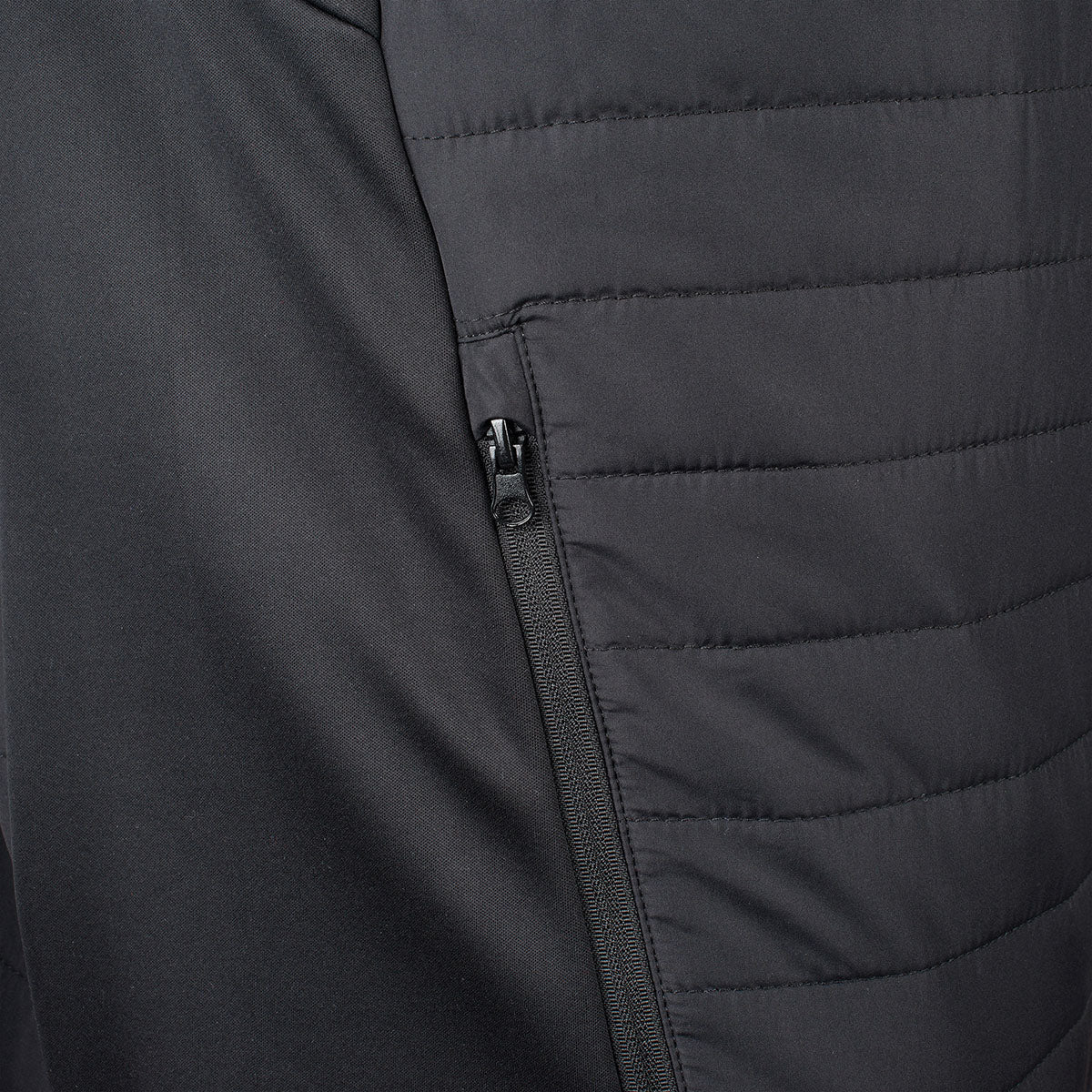 Black TSG insulation jacket by ZEITBIKE, showcasing the lightweight, quilted design and full front zipper for outdoor cycling clothing.