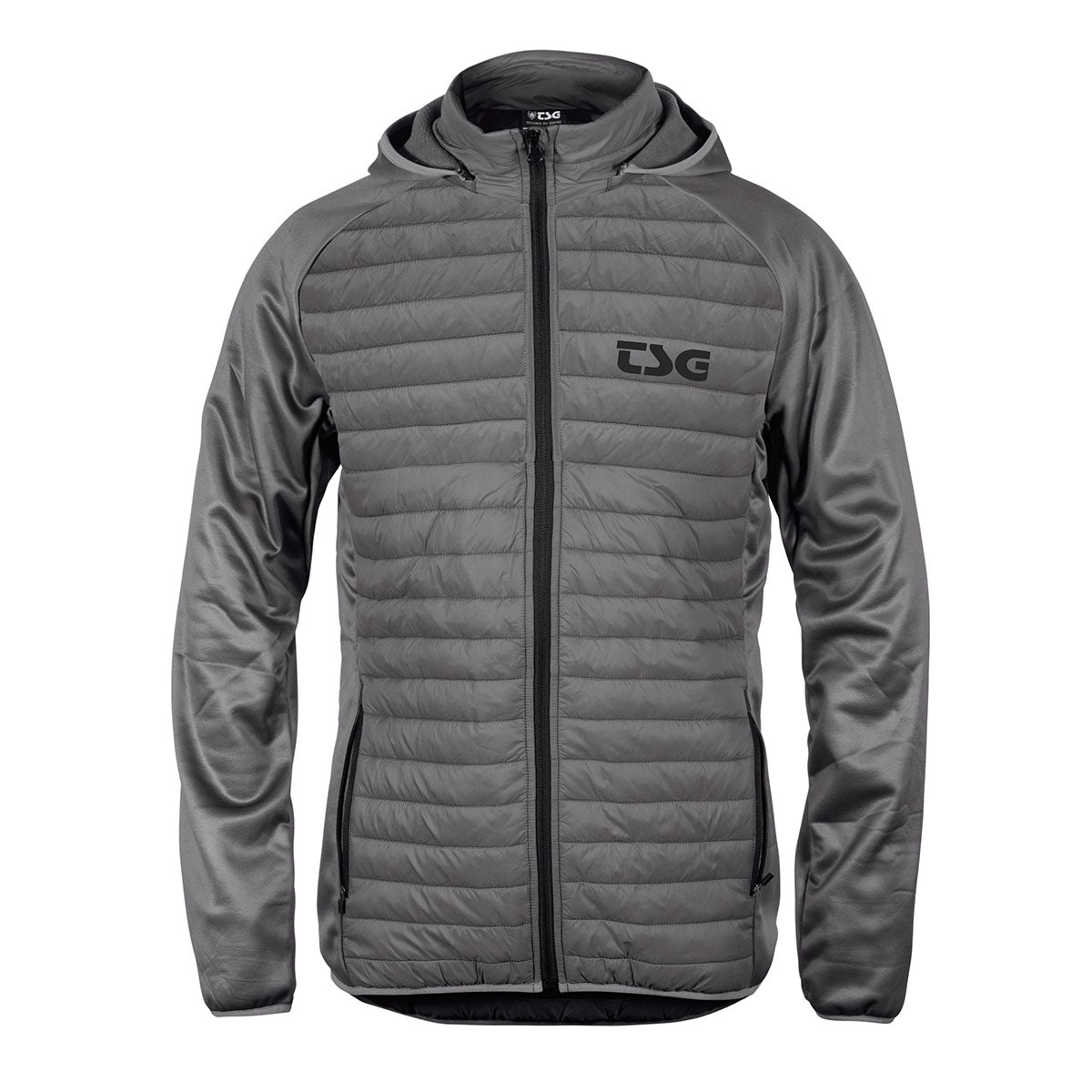 Black TSG insulation jacket by ZEITBIKE, showing front view with quilted design and full zipper for outdoor cycling comfort.