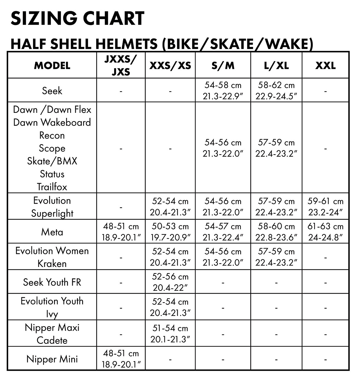 TSG helmet in satin black with a sleek half-shell design, shown with sizing chart for ZEITBIKE helmets.