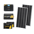 Green Vista Living BougeRV 12V 400W Rigid Solar Panel Kit, upgraded version, showing durable solar panels for off-grid use