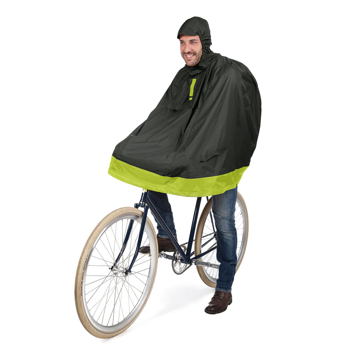 ZEITBIKE Tucano Urbano Garibalina Plus bicycle rain cape in airborne green, lightweight waterproof rain cape for cycling.