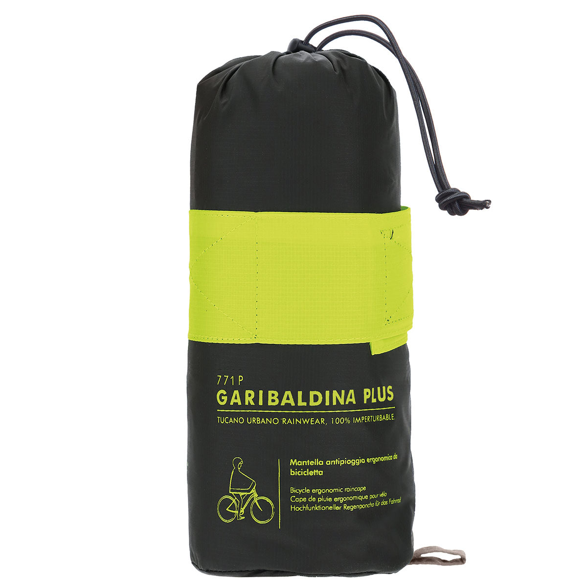ZEITBIKE Tucano Urbano Garibalina Plus bicycle rain cape in airborne green, lightweight waterproof rain protection for cyclists.