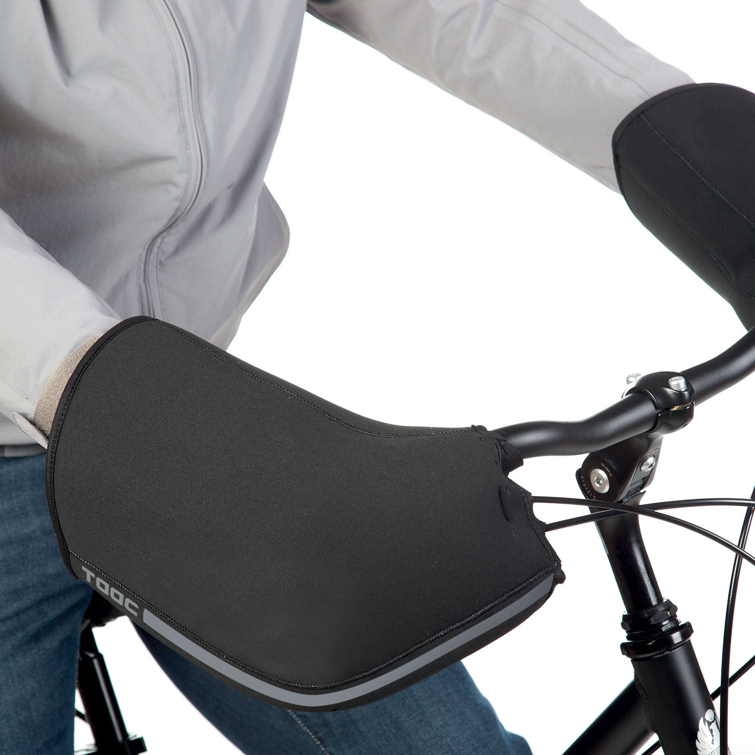 Black Tucano Urbano City bicycle handlebar muffs by ZEITBIKE, designed for comfortable grip coverage in cold weather.