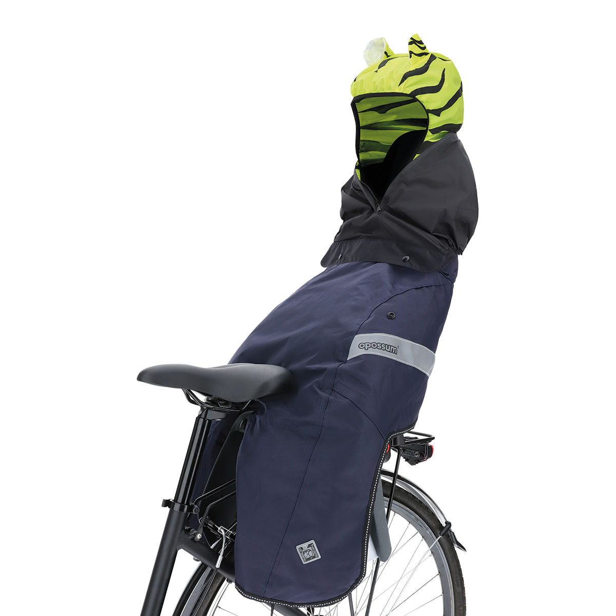 Rainproof body hood for Tucano Urbano OPOSSUM® cape by ZEITBIKE, shown in weather-resistant fabric with adjustable fit and body coverage.