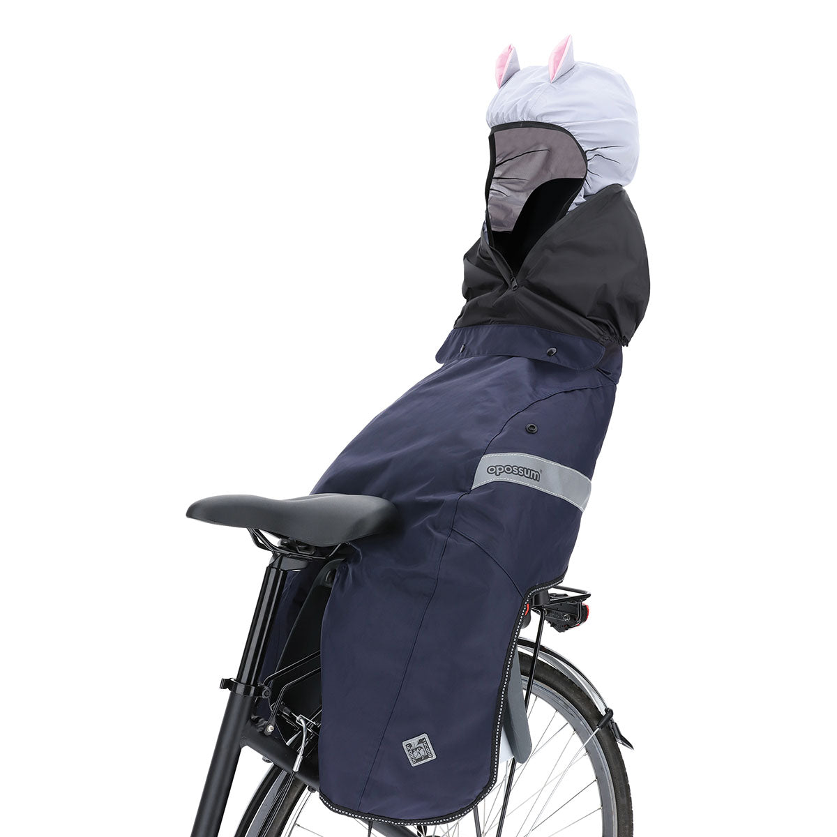 Rainproof cape body hood by ZEITBIKE, part of Tucano Urbano OPOSSUM® collection, shown on a mannequin.