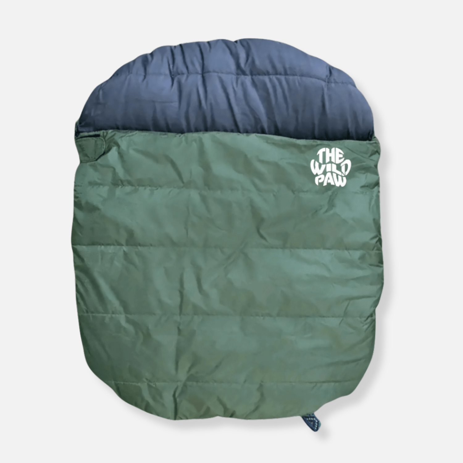 The Wild Paw Trail Lite sleeping bag shown in a compact, lightweight design with a warm, insulated exterior for outdoor camping.