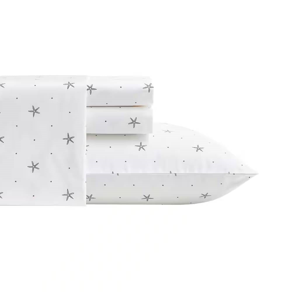 Twin size Coastal Beach Starfish White Navy Red 100-Percent Cotton Sheet Set - OVERLANDERS Outfitter