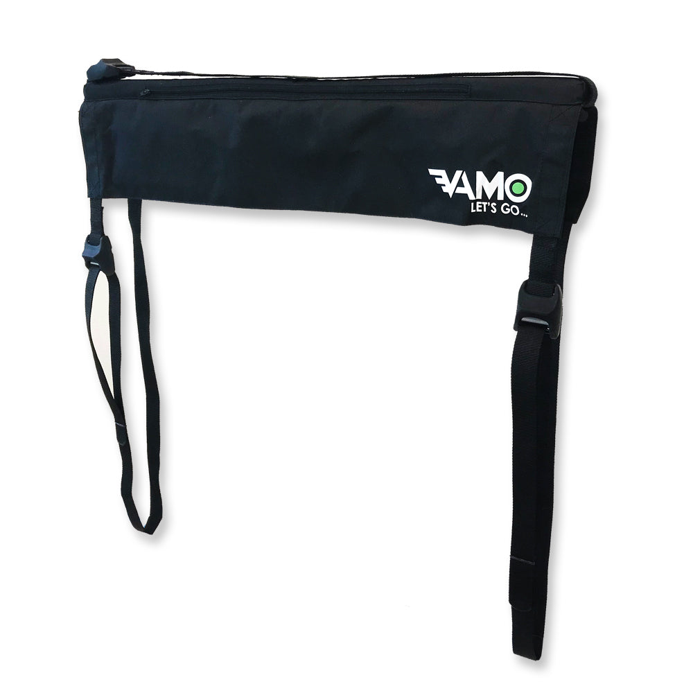 Vamo Life premium truck tailgate pad in 30-inch and 18-inch sizes, shown on a pickup truck tailgate for protection and cargo management.