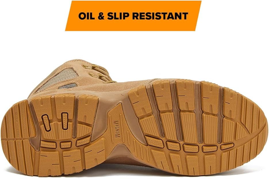 Tan Magnum MAG STORM 8-inch desert military tactical boot with waterproof design and rugged combat-ready style.