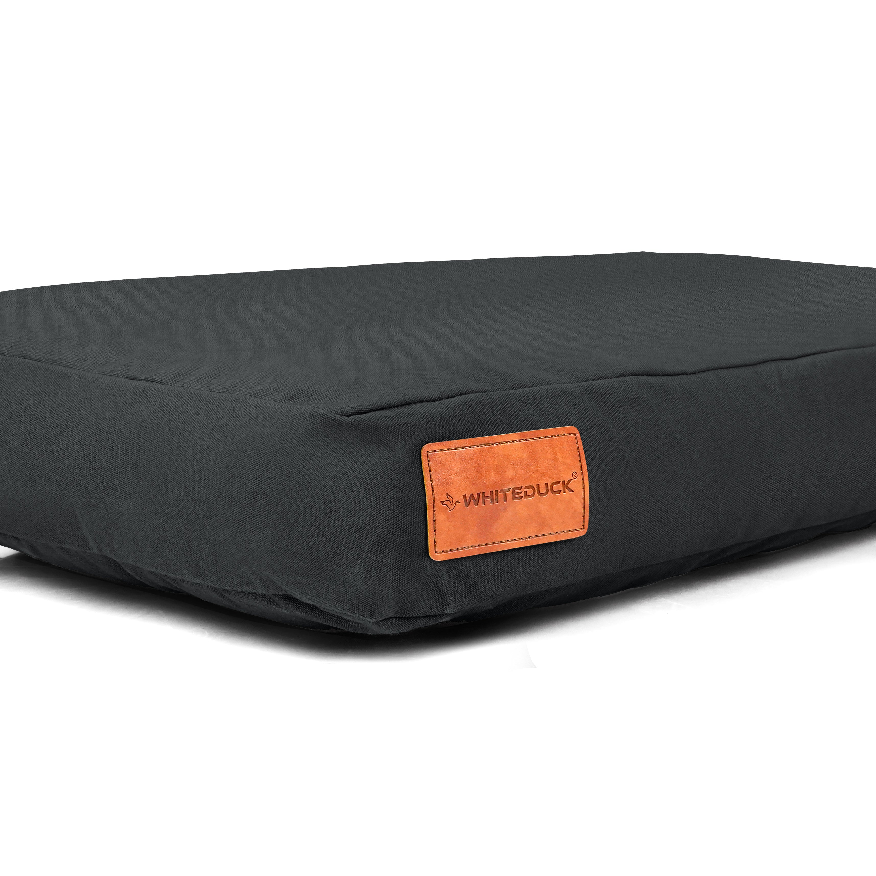 White Duck Outdoors pet dog bed with soft fabric and cushioned sides, ideal for comfortable indoor or outdoor use.
